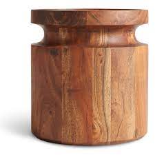 The metal base has a curved shelf that serves as a practical compartment — use it to store. Contemporary Side Table Turn Blu Dot Solid Wood Round