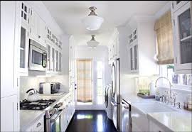 Barn wood grey slab door cabinets with grey painted upper doors. 9 Best Galley Kitchen Lighting Ideas Galley Kitchen Kitchen Remodel Kitchen