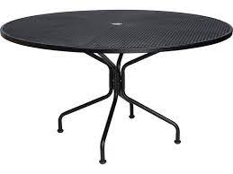 Woodard Wrought Iron Mesh 54 Wide Round 8 Spoke Dining Table With Umbrella Hole Round Outdoor Dining Table Wrought Iron Table Round Patio Table