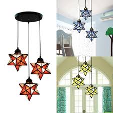 Creative Handmade Star Pendant Light 3 Lights Glass Linear Round Canopy Ceiling Light For Bedroom Beautifulhalo Com