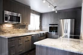 light grey kitchen cabinets with dark