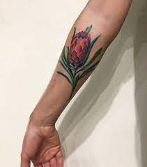 Protea Cynaroides Or The King Protea Tattoo By Mavka Leesova Inked On The Right Forearm Botanical Tattoo Tattoos Cute Tattoos
