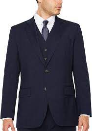 Stafford Stafford Travel Wool Blend Stretch Navy Pinstripe Jacket Classic Fit