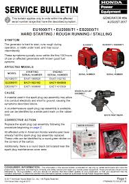 The honda eu3000is is a quiet inverter generator with a rated wattage of 2800 w and a. Honda Eu2000i Eb2000i Eu1000i Service Bulletin Smokstak Antique Engine Community