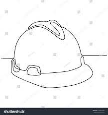 Continuous Line Drawing Of Safety Helmet For Industrial Company Worker Minimalist Design Vector Illustratio Continuous Line Drawing Line Drawing Helmet Drawing