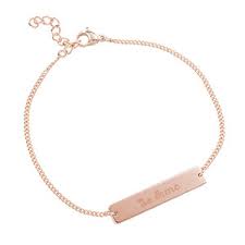 Solid 18k gold alhambra inspired bracelet with charms! Mia Adjustable Rose Gold Personalized Bar Bracelet