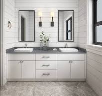 Specialized White Slab Bathroom Cabinet With Double-Sink ...