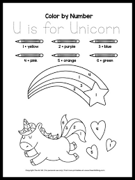 These spring color by number printables are great for having preschoolers practice color words and number recognition from one to twenty. Cute Color By Number Unicorn Coloring Page For Preschoolers The Art Kit