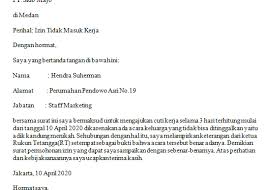 Dengan hormat pada contoh surat izin yang satu ini adalah karena ada urusan keluarga. Surat Izin Tidak Masuk Kerja Karena Anak Sakit