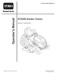 Toro 300 series classic gt parts department: Toro 13bx60rg744 13bx60rg748 13ax60rg744 13ax60rh744 Gt2200 Garden Tractor User Manual Manualzz