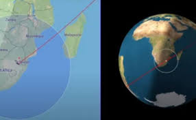 El sitio satflare ofrece un mapa con la ubicación en vivo de los restos del cohete chino, con una advertencia: G64mph02m3e60m