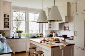 Greige Cabinets Butcher Block Island Countertop Dark Soapstone Perimeter Counters Dramatic Island Pe Interior Design Kitchen Kitchen Interior Kitchen Trends