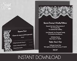 Black And White Lace Printable Wedding Invitation Template Birthday Free Response Card Download Edit Print Word Pag Karte Hochzeit Karten Hochzeit