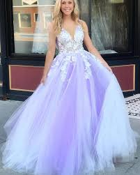 Deep V Neck Appliqued Handmade Flowers Light Green Tulle Prom Dress Pd1513 Lilac Prom Dresses Lavender Prom Dresses Purple Evening Dress