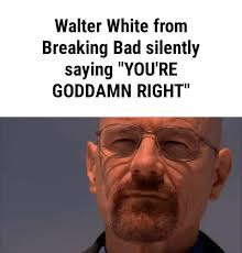 Walter White From Breaking Bad Silently Saying You Re Goddamn Right