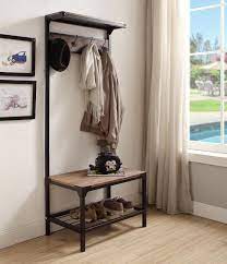 Coat And Hat Racks 22656 Vintage Industrial Entryway Shoe Bench Coat Rack Hall Tree Storage Dark Brown Buy It Shoe Bench Entryway Shoe Bench Entryway Shoe