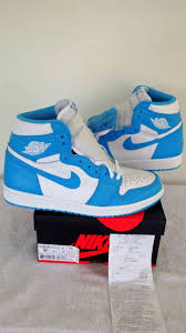 Jordan Retro 1 High Og Men S White Black University Blue Nike Air Jordan 1 Retro High Og Unc Dark Powder Blue White Sz 9 5 Men 555088 117 Tennis Shoes Outfit Stylish Sneakers Air Jordans