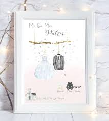 Wedding Print Mr And Mrs Personalised Wall Art Bride And Etsy Bridesmaid Gifts Thank You Wedding Prints Personalized Wedding Gifts