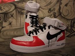 Black And Red Custom Air Forces Custom Nike Air Force 1 Red White Black Drip Art Etsy Nike Air Nike Air Force Nike