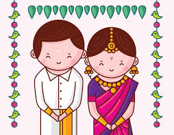 Indian wedding invitation card, template layout with venue details in front and back view. Quirky Indian Wedding Invitations