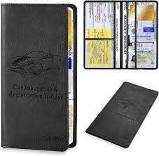 Amazon.com: TILDOSAC Leather Car Registration and Insurance Card Holder, Car  Document Holder for Cards License with Magnetic Shut (Black, large) :  Automotive