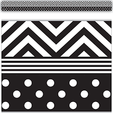 Black And White Bulletin Border Black White Chevrons And Dots Straight Border Trim Red Classroom Theme Polka Dot Classroom Red Classroom
