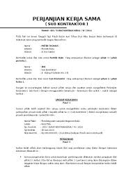 Draft contoh surat perjanjian kerjasama usaha, jual beli tanah dan rumah, sewa menyewa, hutang piutang, kontrak kerja dan perjanjian lainnya. Perjanjian Kerja Sama Sub Kontraktor