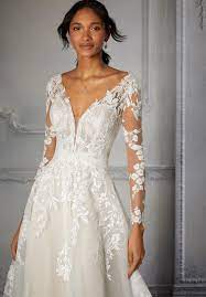 V neck lace applique long sleeves tiered sweep train plus size wedding dresses. Wedding Dresses Bridal Gowns Morilee Eu