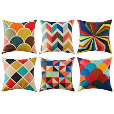 Le coussin mesure30x48 en chanvre et l'autre 43 x43.lire plus. Topfinel Lot De 6 Housses De Coussin Multicolores Geometrique Coton Et Lin 45 X 45 Cm Achat Vente Housse De Coussin Cdiscount