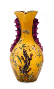 An Early Galle Enameled And Applied Glass Vase Of Bottle Form With An Applied Lizard With An Etched E Galle Signature To The Base Glass Vase Vase Art Decor
