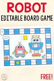 Free printable snakes and ladders board game. Editable Robot Board Game