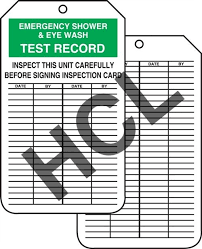 • sufficient water flows from eyewash. Safety Tag Emergency Shower Eye Wash Record Hcl Labels