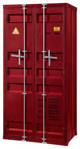 22w x 34d x 67h. Acme Cargo Wardrobe Double Door Red Industrial Armoires And Wardrobes By Hedgeapple Houzz