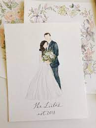 Custom Faceless Watercolor Wedding Portrait Bride And Groom Etsy Wedding Drawing Wedding Watercolor Painting Wedding Painting