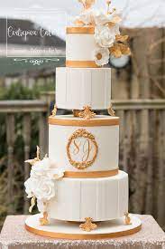 Opulent Gold Wedding Cake Monogram Gold Frame Stunning White Sugar Flowers Www Centrepiececake Co Wedding Cake Maker Gold Wedding Cake Monogram Wedding Cake