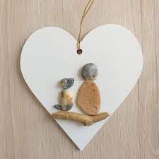 Pebble Art Dog Wooden Heart Wall Decor Dog Memorial Etsy Heart Wall Decor Wooden Hearts Pebble Art