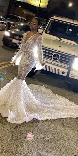 Dd jyoy halter neck mermaid wedding dress feather beads sheer neck unique lace design wedding gown small train lace up back receive the special price here. Pin On Prom Dresses