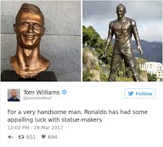 The sculptor behind a statue of cristiano ronaldo that left football fans scratching their heads has said his work is just a. 112 Of The Funniest Reactions To Cristiano Ronaldo S New Statue Add Yours Bored Panda