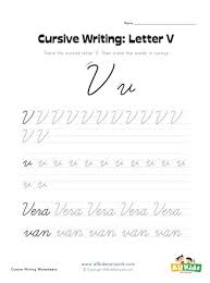 Cursive Writing Worksheet Letter V All Kids Network
