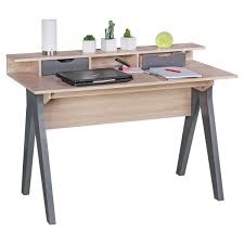 Wohnling schreibtisch platzsparend mit integrierten regalen fur ordner spanplatte. Esma Schreibtisch 120 Cm Design Burotisch Sonoma Eiche Grau Modern Computertisch 2 Schubladen Stauraum Platzsparend Newfurn