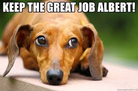 Updated daily, for more funny memes check our homepage. Keep The Great Job Albert Cute Sausage Dog Meme Generator