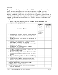 Job Analysis Report Retail Salesperson