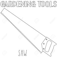 Genesis 1:1—2:25 ©1997 by gospel light. Line Art Black And White Saw Coloring Book Page For Adults And Kids Garden Tool Vector Illustration For Gift Card Certificate Sticker Badge Sign Stamp Logo Label Icon Poster Banner Royalty Free