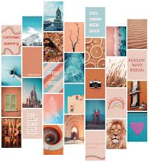 Vintage wall collage 90s collage kit digital download retro wall collage picture wall collage dorm wall decor aesthetic room decor 70pics collageartboutique 5 out of 5 stars (71) sale price $8.96 $ 8.96 $ 17.92 original price $17.92 (50% off. Amazon Com Yumknow Aesthetic Wall Collage Kit 4x6 Inch Set Of 30 Teen Girl Room Decor For Bedroom Dorm Boho Modern Wall Art Peach Teal Blue Photo Picture Posters Inspirational Gift For