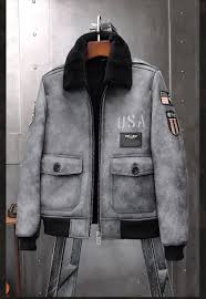 Mens Gray Sheepskin Shearling Jacket Leather Jacket A2 Airforce Flight Coat Mens Winter Fur Jacket Aliexpress Mobile Mens Shearling Jacket Men S Leather Jacket Leather Jacket