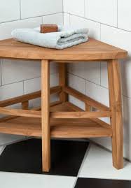 Teak Corner Shower Seat With Shelf Bathroom Corner Shower Seat Shower Stool Shower Seat