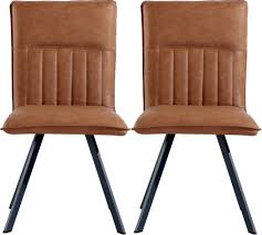 This wooden dining bench is elegant, transitional and offers sophisticated look and a touch of charm for your dining room. Tan Faux Leather Dining Chair Pair Cfs Furniture Uk
