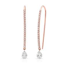 Diamond butterfly stud earrings in 10k rose gold. 18k Rose Gold Pear Shaped Diamond Dangle Earrings