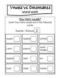 Vowels Consonants Word Work Consonant Words Word Work Consonant Vowel Consonant