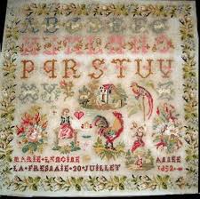 It would be beautiful in a vintage frame or on a pillow! French Art Nouveau Sampler Cross Stitch Art Collectibles Advancedrealty Com